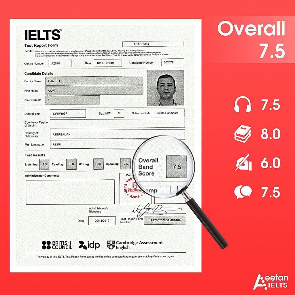 Buy an IELTS certificate with a score of 8.5