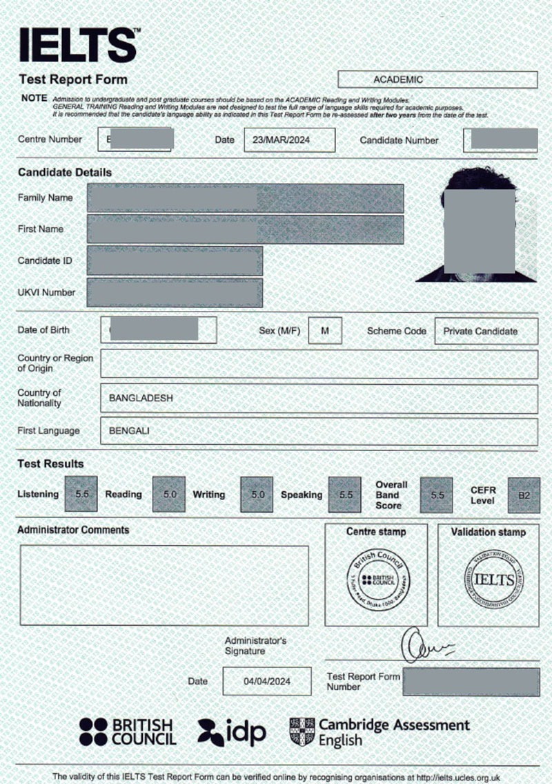 Buy an IELTS UKVI certificate with a score of 8.5